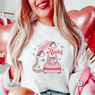 Camiseta Chame-me Nunca, Retro Groovy Engraçado Namorados