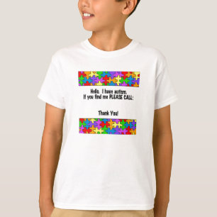 Camiseta Chame por favor o Tag da identificação do autism