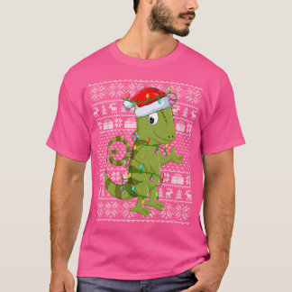 Camiseta Chameleon Amante de os animais Santa Hat Chameleon
