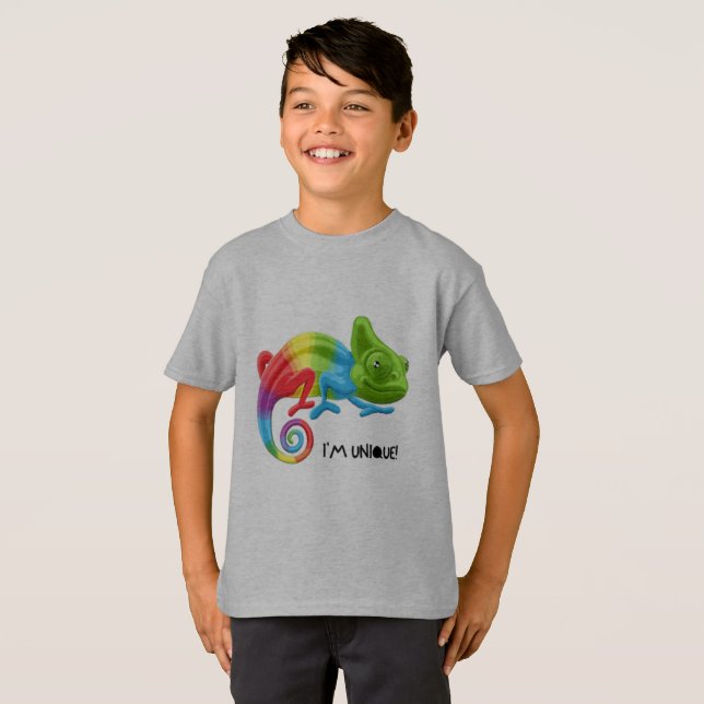 Camiseta Chameleon Boys' I'm Unique - Vibrante (Frente Completa)