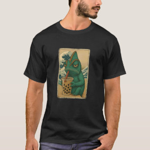 Camiseta Chameleon Drinks Bubble Tea Japonês Vintage
