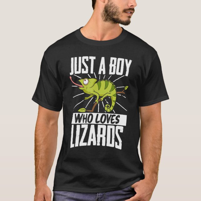 Camiseta Chameleon É Um Menino Que Ama Os Répteis De Lizard (Frente)