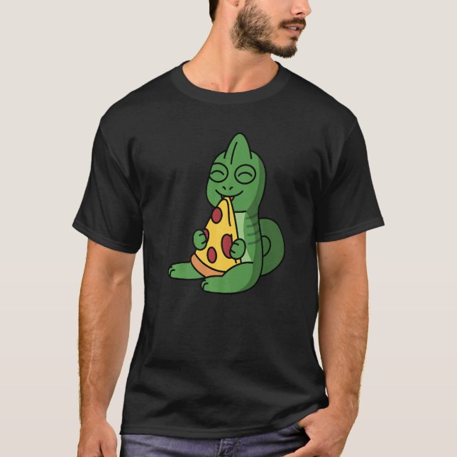 Camiseta Chameleon Eating Pizza Pet (Frente)