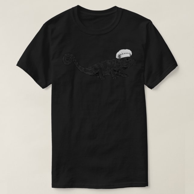 Camiseta Chameleon Lizard Cook Chef Cozinhar Engraçado (Frente do Design)