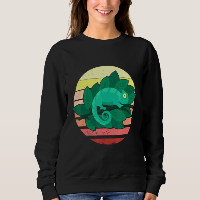 Camiseta Chameleon Lizard Retro Sunset Répteis (Frente)