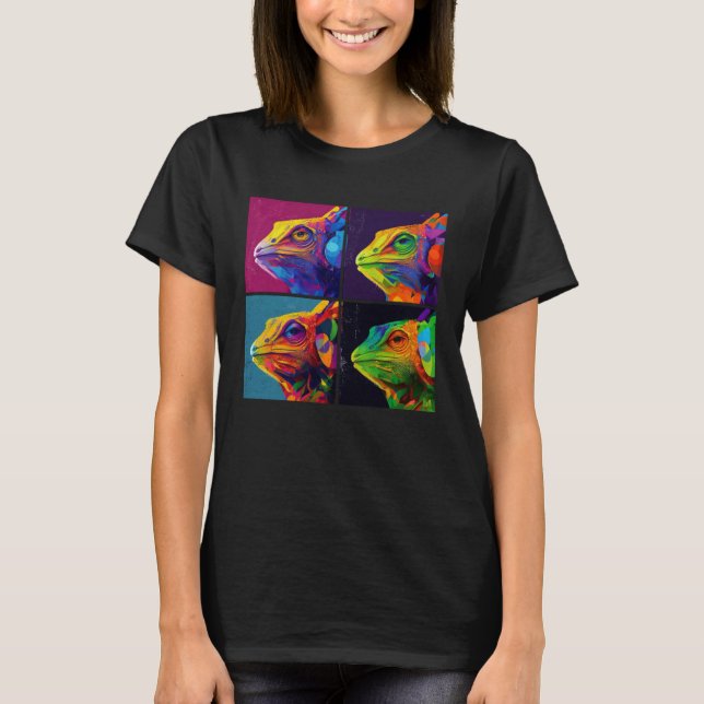 Camiseta Chameleon Pop Illustration Colorful Animal Women   (Frente)