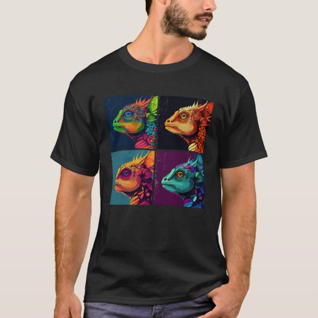 Camiseta Chameleon Pop Illustration Colorful Animal Women   (Frente)