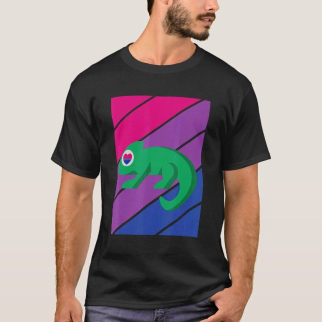 Camiseta Chameleon Pride Bisexual Flag LGBTQ Proud Ally Pri (Frente)