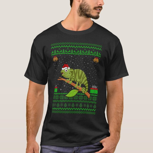 Camiseta Chameleon Santa Hat Matching Ugly Chameleon Chris (Frente)