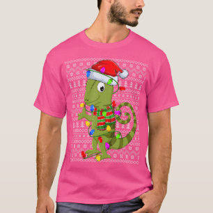 Camiseta Chameleon Ugly Xmas Papais noeis de iluminação do 