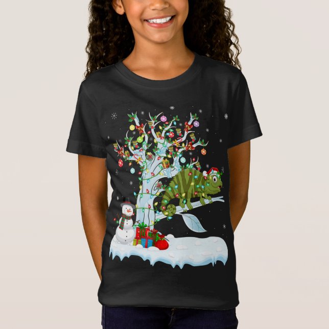 Camiseta Chameleon Xmas Element Tree Lighting Chameleon (Frente)