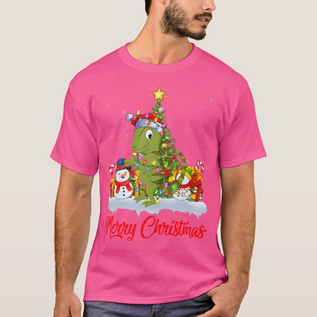 Camiseta Chameleon Xmas Tree Lighting Papai noel Chameleon  (Frente)