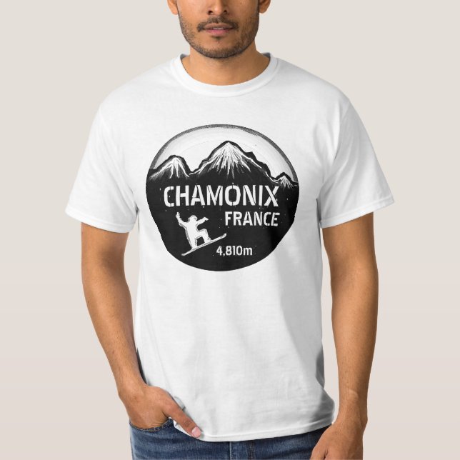 Camiseta Chamonix França Black White Snowboard value tee (Frente)