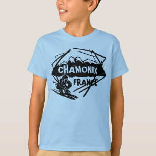Camiseta Chamonix France boys blue ski logo art tee