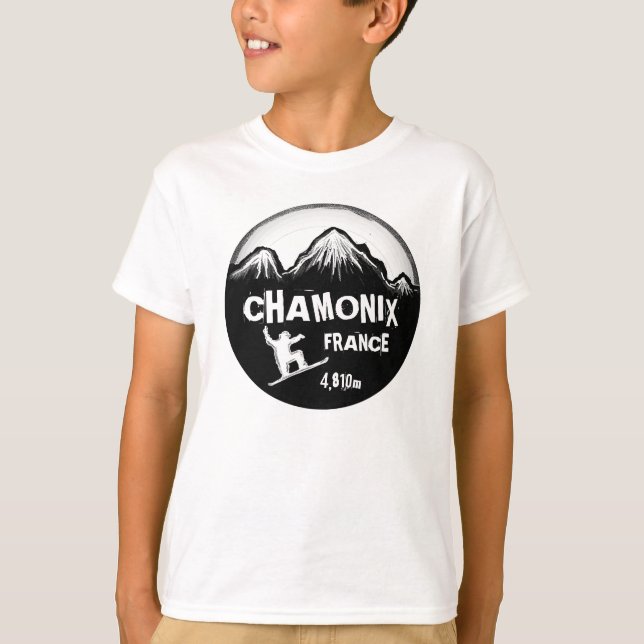 Camiseta Chamonix France Orange Snowboard boys tee (Frente)