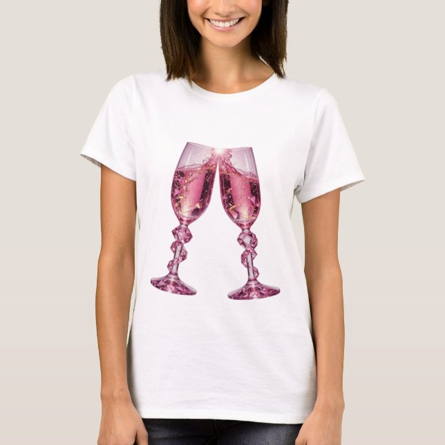 Camiseta CHAMPAGNE GLASSES prateada atraente (Frente)