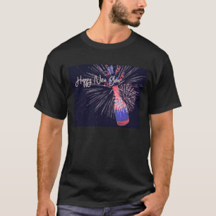 Camiseta Champanhe do Feliz ano novo Fireworks