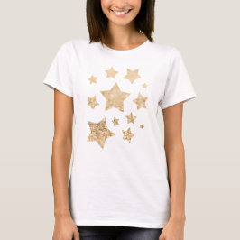 Camiseta Champanhe dourado farelo farelo brilha estrelas