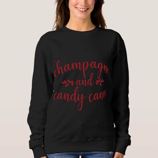 Camiseta Champanhe E Canas Doces Feriado De Natal Bonito F (Frente)