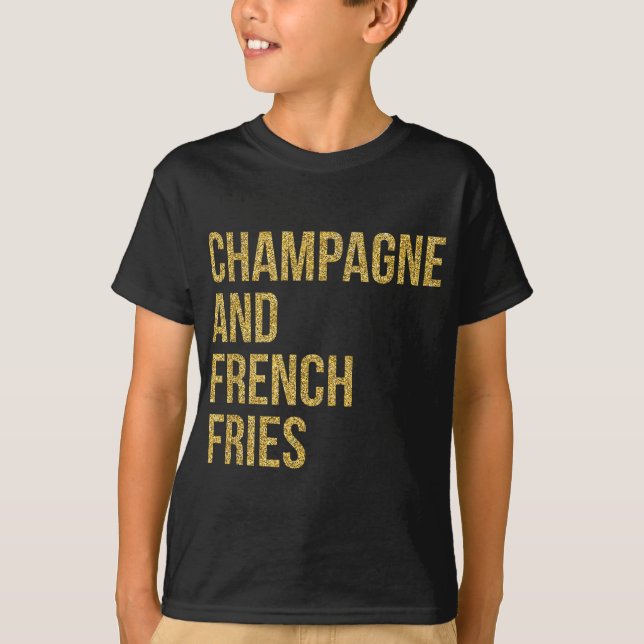Camiseta Champanhe Para Mulheres E Fries Franceses Engraçad (Frente)