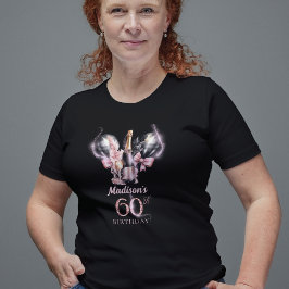 Camiseta Champanhe Preto-Rosa do 60º aniversário do Luxo