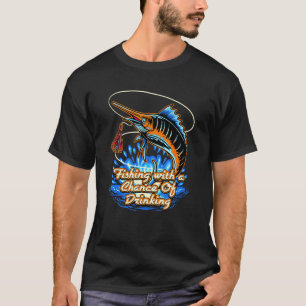 Camiseta Chance de Pescar Bebendo Cerveja Bêbado de Campin