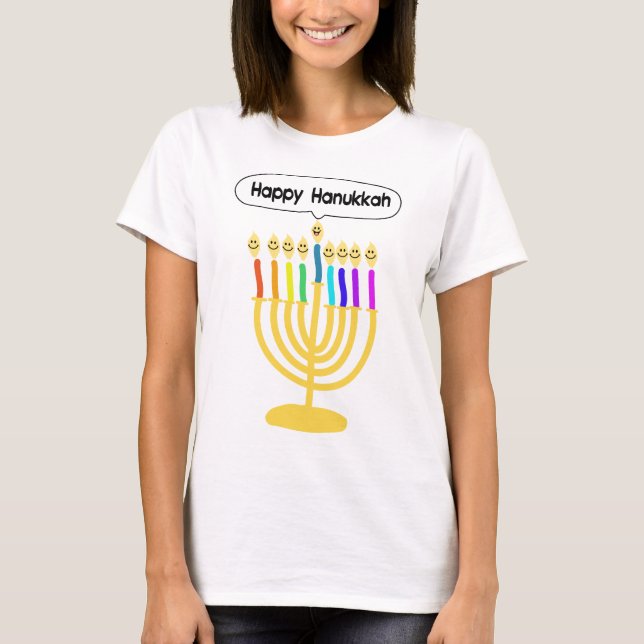 Camiseta Channukah feliz Menora/Chanukia (Frente)