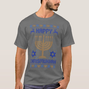 Camiseta Chanukah Menorah Ugly Christmas Hanukkah Happy Chr