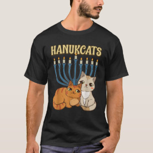 Camiseta Chanukcats Hanukkah Judaica Gato Kawaii Menorá Hol