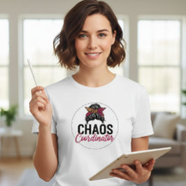 Camiseta Chaos Coordinator Shirt with Messy Bun and Leopard