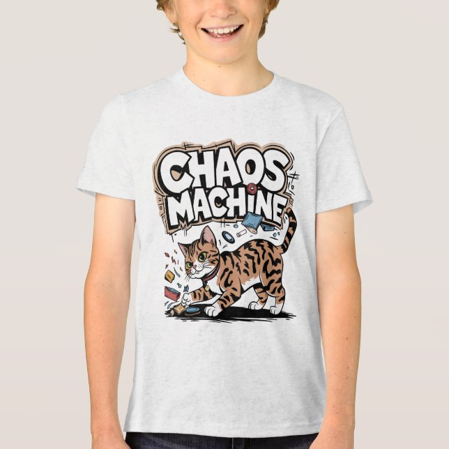 Camiseta Chaos Machine Bengal Cat Engraçado Design (Frente)