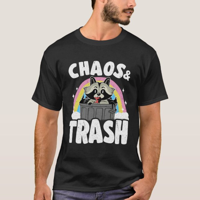 Camiseta Chaos & Trash Garbage Panda Rainbow Raccoon (Frente)