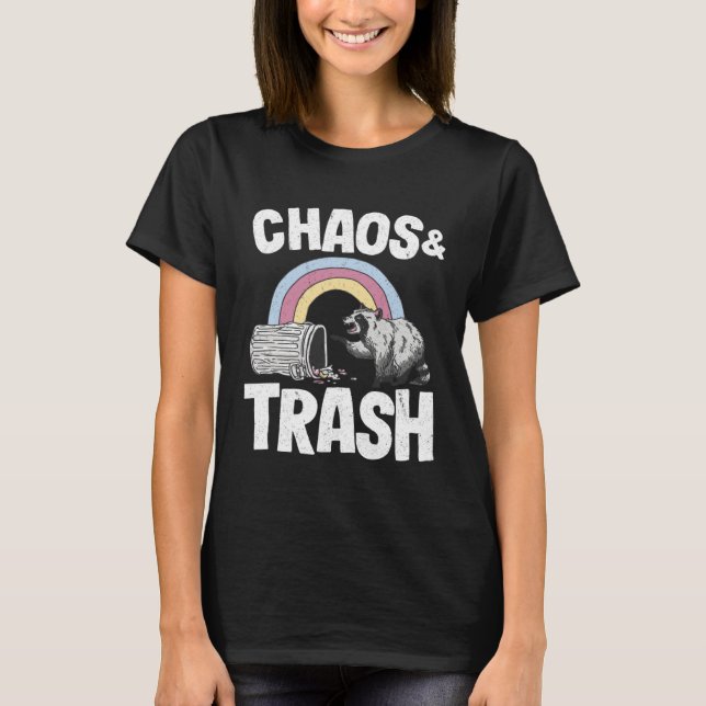 Camiseta Chaos & Trash Garbage Panda Rainbow Raccoon  4 (Frente)