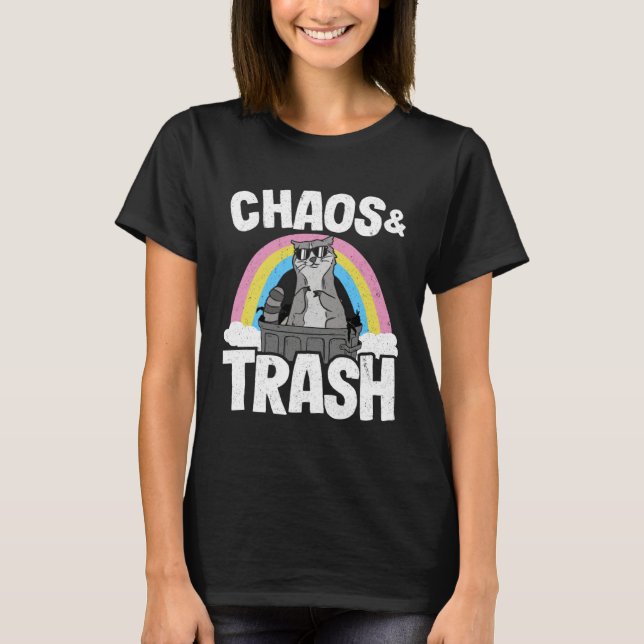 Camiseta Chaos & Trash Garbage Panda Rainbow Raccoon 4 (Frente)