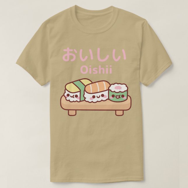 Camiseta Chapa Cuta De Sushi Oishii Japonês 1 (Frente do Design)