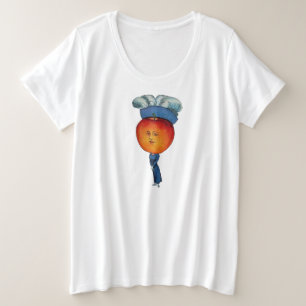 Camiseta Chapéu azul de Cabeça de Maçã Vermelha Elegant