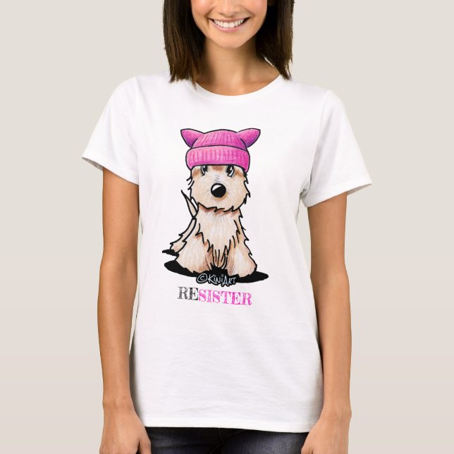 Camiseta Chapéu cor-de-rosa de KiniArt Terrier (Frente)
