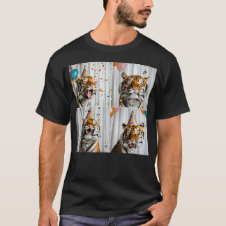 Camiseta Chapéu de Aniversário com Rosto de Tigre Amante de