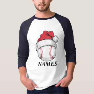 Camiseta Chapéu de Basebol de Natal Nome Personalizado do P