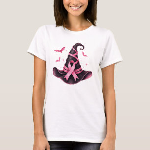 Camiseta Chapéu de Bruxa com Laço Rosa Conscientização do C