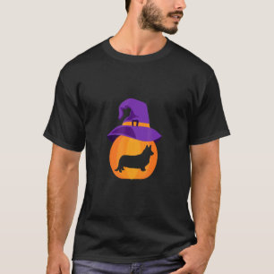 Camiseta Chapéu de Bruxa de Abóbora de Halloween Welsh Corg