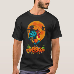 Camiseta Chapéu de Bruxa de Frango Engraçado Abóbora Feliz