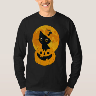 Camiseta Chapéu de Bruxa de Gato Preto de Halloween Fofo co