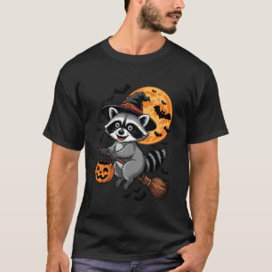 Camiseta Chapéu de Bruxa de Guaxinim no Cesto de Abóbora de