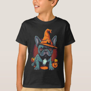 Camiseta Chapéu de Bruxa de Halloween para Bulldog Francês