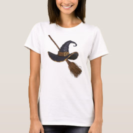 Camiseta Chapéu de Bruxa e Broomstick