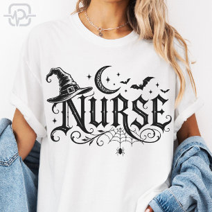 Camiseta Chapéu de Bruxa Enfermeira de Halloween Assustador