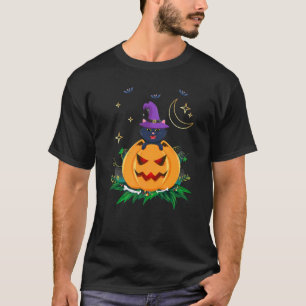 Camiseta Chapéu de Bruxa Gato Preto Assustador Abóbora Fant
