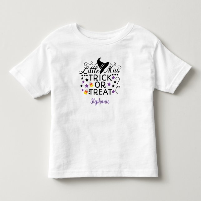 Camiseta Chapéu de Bruxa Little Miss Trick or Treat Persona (Frente)