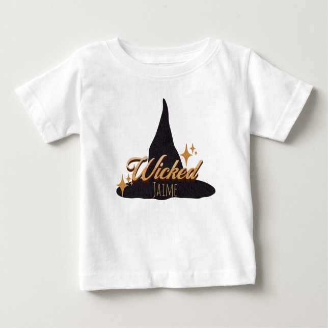 Camiseta Chapéu de Bruxa Retro Nome Malvado   (Frente)